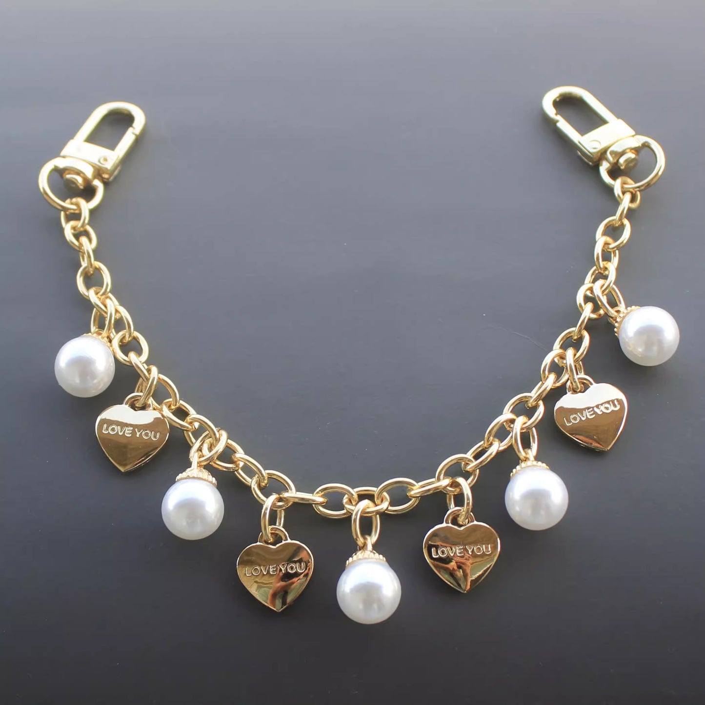 KC18 bag charm keychain phone accessory lanyard decoration chain heart pendant with pearl