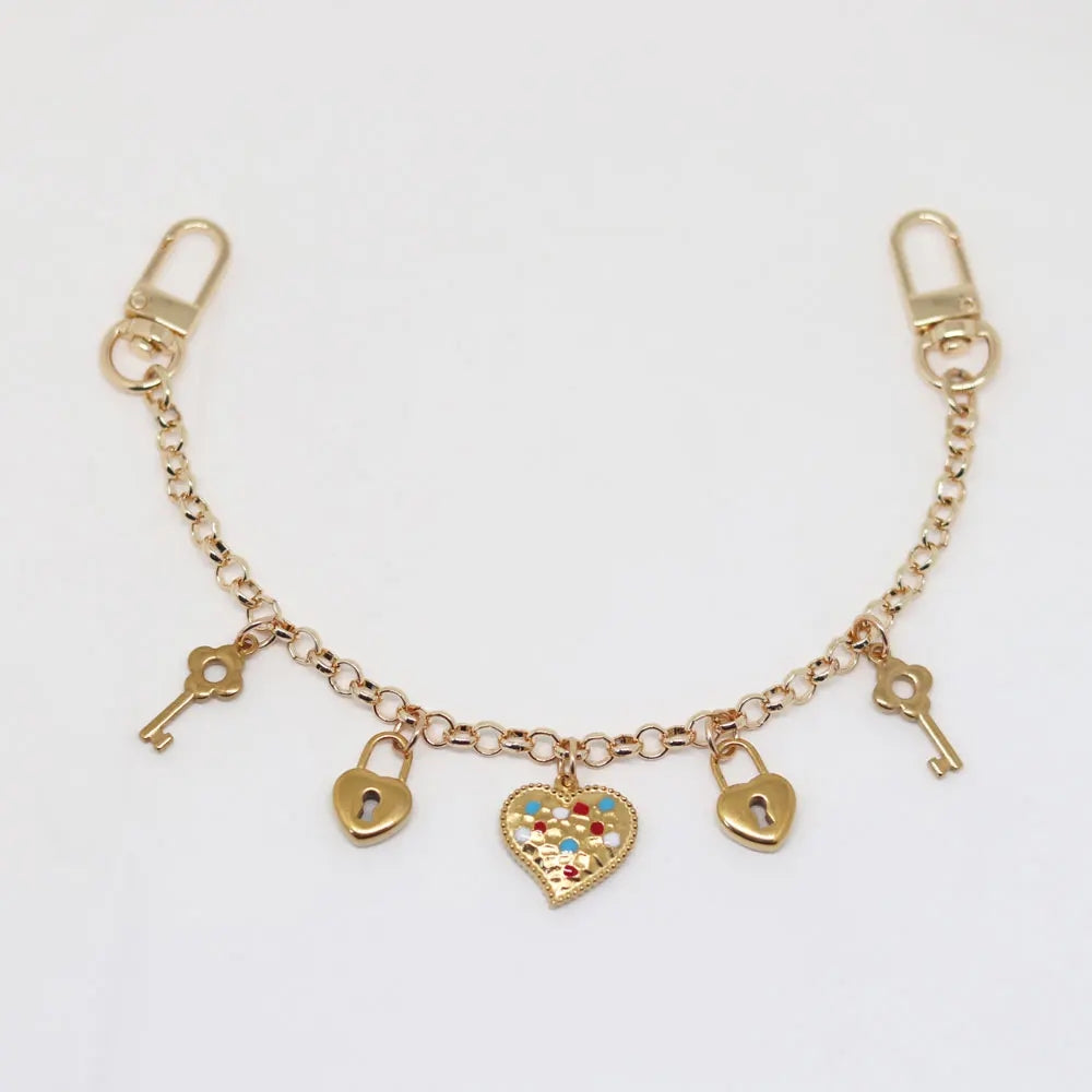 KC25 bag charm keychain phone accessory lanyard decoration chain lock and heart pendant 26cm