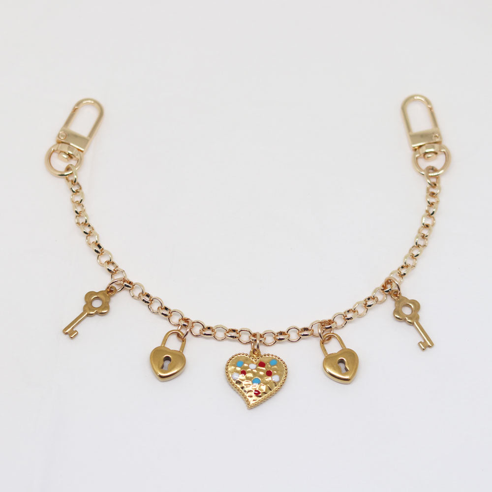 KC25 bag charm keychain phone accessory lanyard decoration chain lock and heart pendant 26cm
