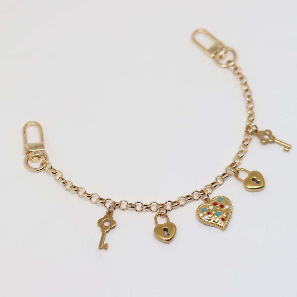 KC25 bag charm keychain phone accessory lanyard decoration chain lock and heart pendant 26cm