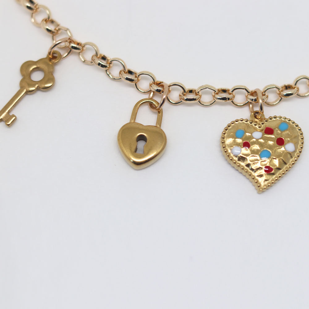 KC25 bag charm keychain phone accessory lanyard decoration chain lock and heart pendant 26cm